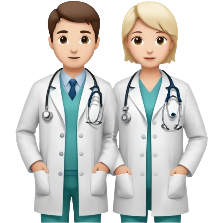 Two doctors standing side by side with stethoscopes and white coats emoji
