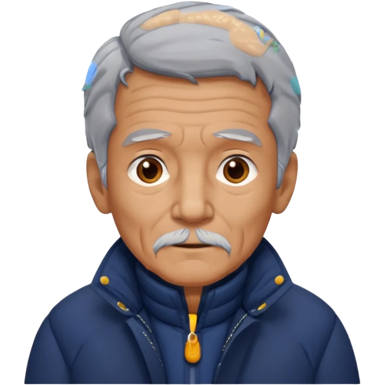 old man in navy puffy winter coat emoji