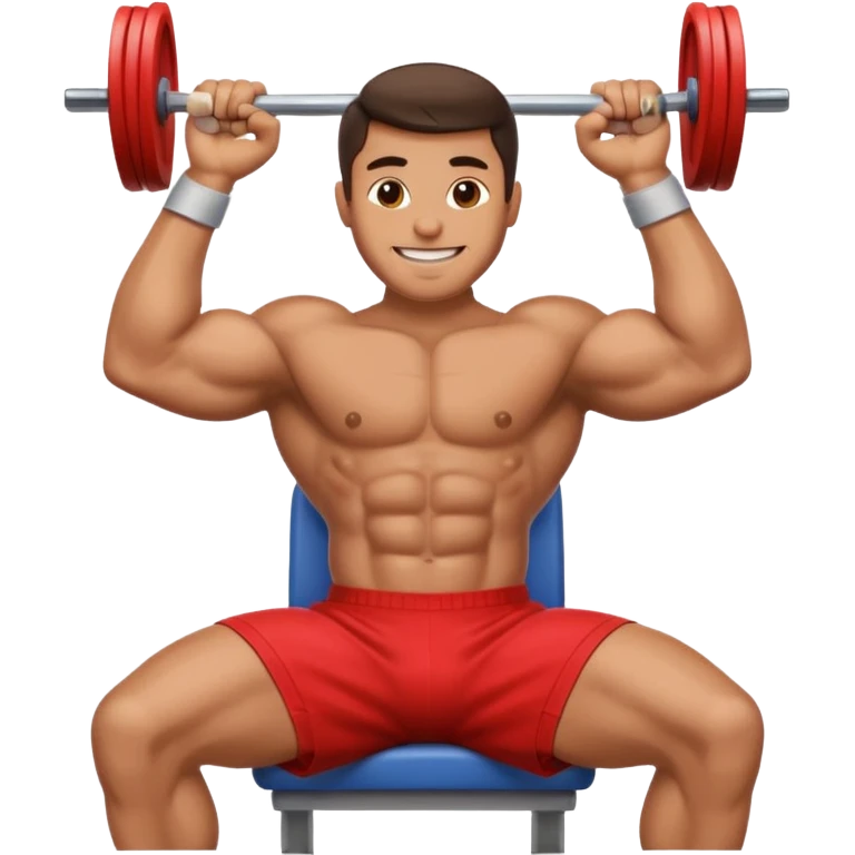 A man bench pressing in apple style emoji emoji