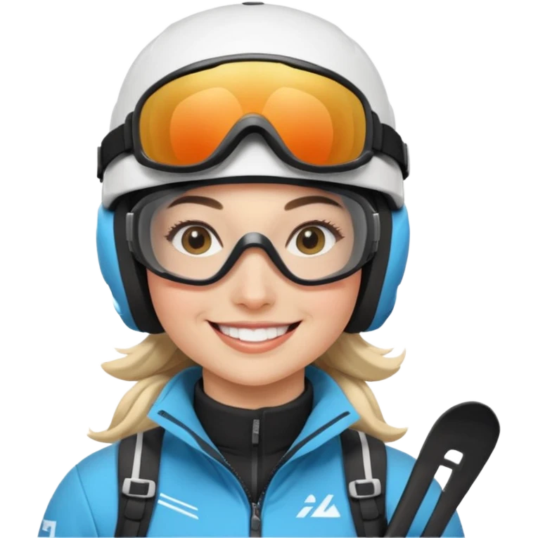 Female Alpine skiing half body emoji