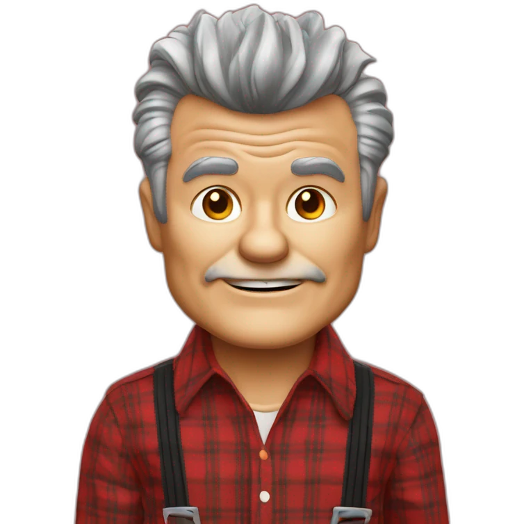 fred willard old skinny spiked hair red plaid shirt with suspenders emoji