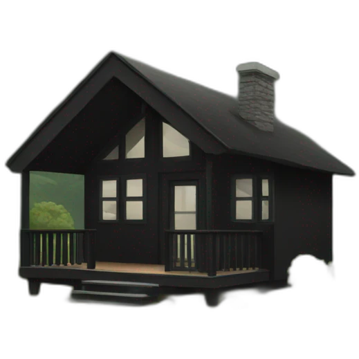 Small modern black cabin in woods emoji