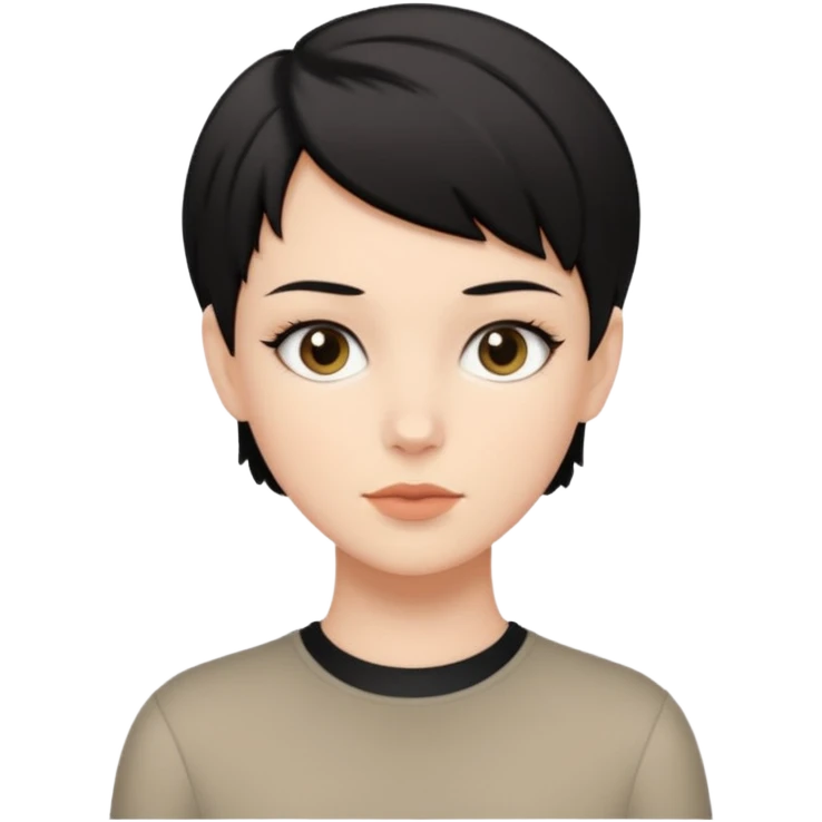 White girl with black short hair cut look like a boy emoji