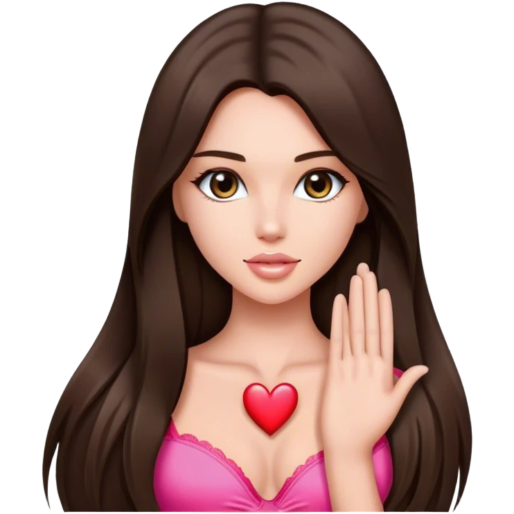 Beautiful victoria’s secret model with long brunette straight hair sending heart emoji