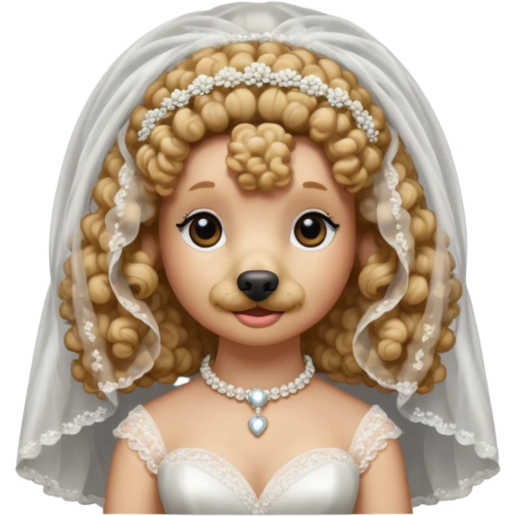poodle in white veil of bride emoji