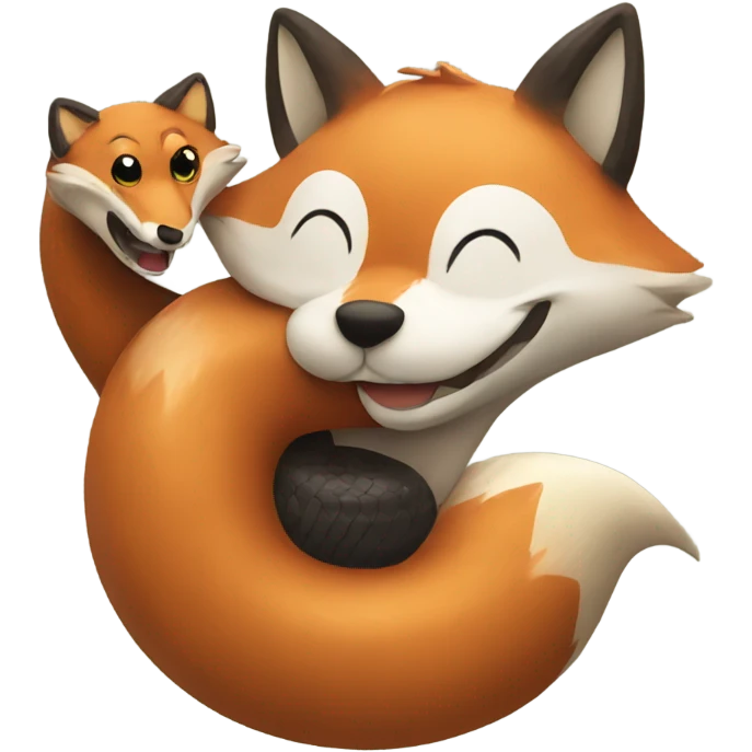 fox hugs snake emoji
