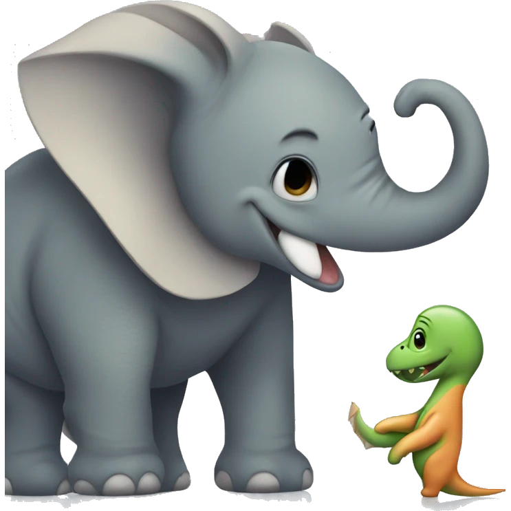 Dino hugging elephant emoji