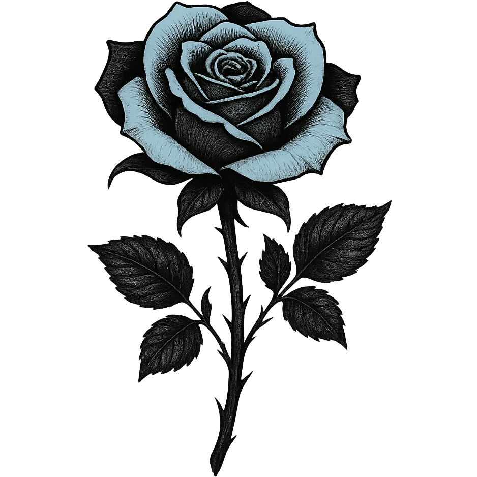 emo black rose with pastel blue petals emoji