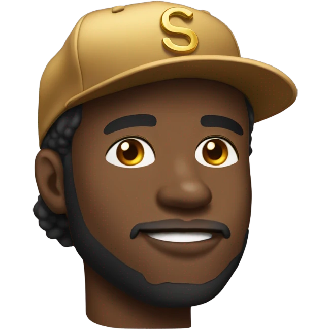 African American man wearing a large gold chain and a flat brim baseball hat on sideways emoji