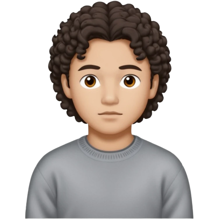 Conan gray (he has dark brown curly hair that is quite long, brown eyes, thick dark brown eyebrows, Asian heritage) emoji