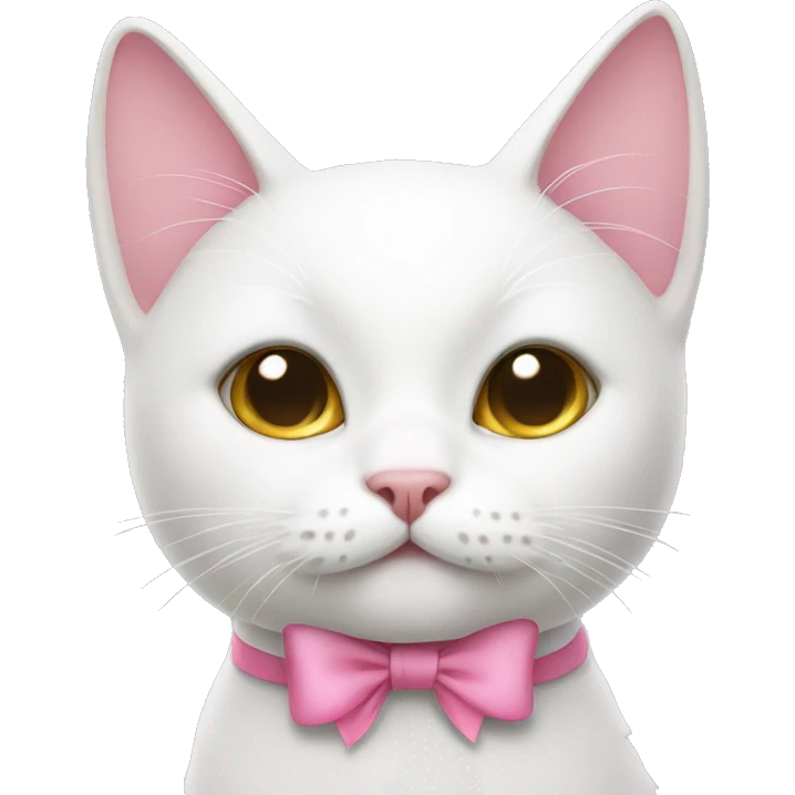 White cat with pink bow emoji