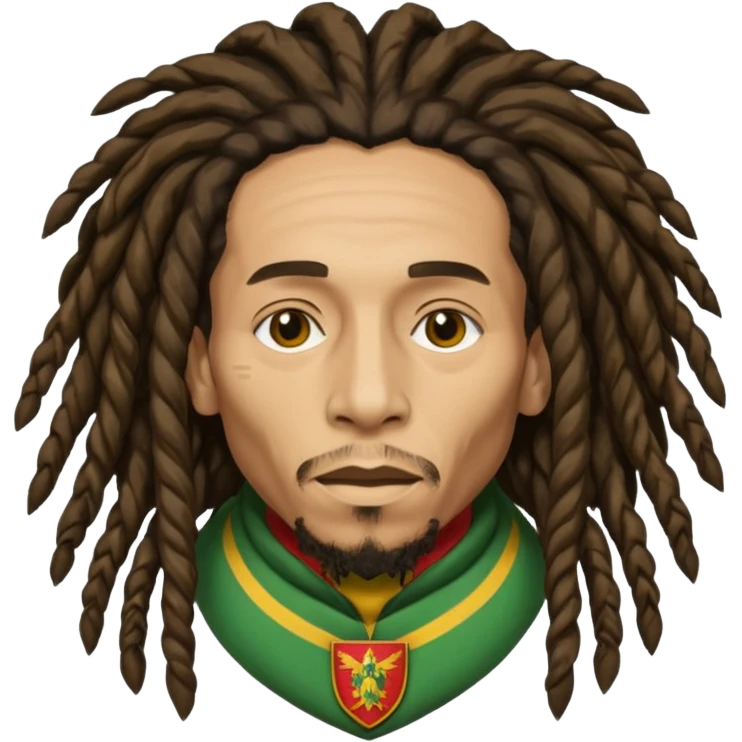 Bob Marley with gigantic dread locks heraldic crest emoji