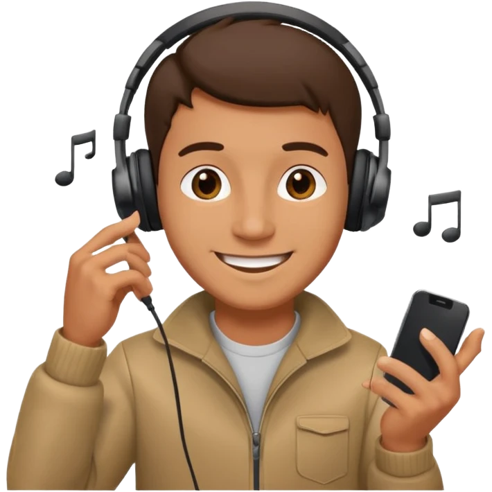 guy listening to music with earphone and phone in hand emoji