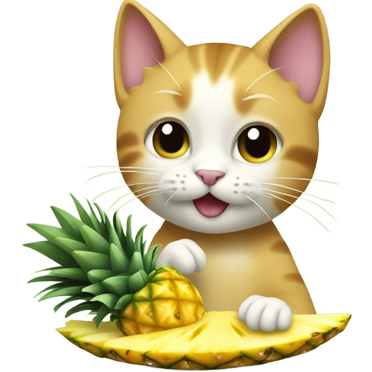 Cat eating pineapple emoji