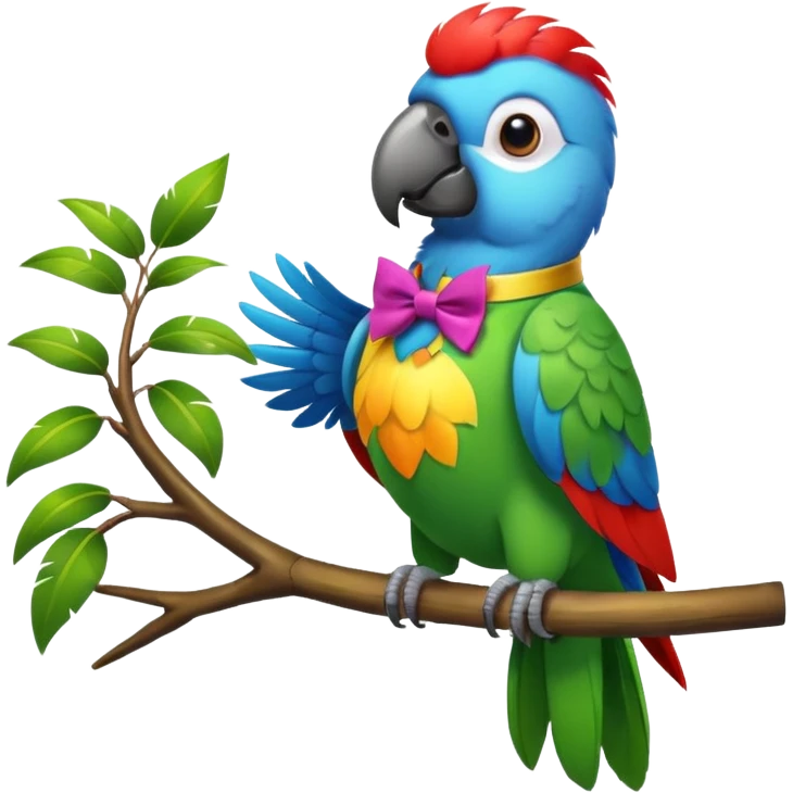 parrot wears bow tie emoji