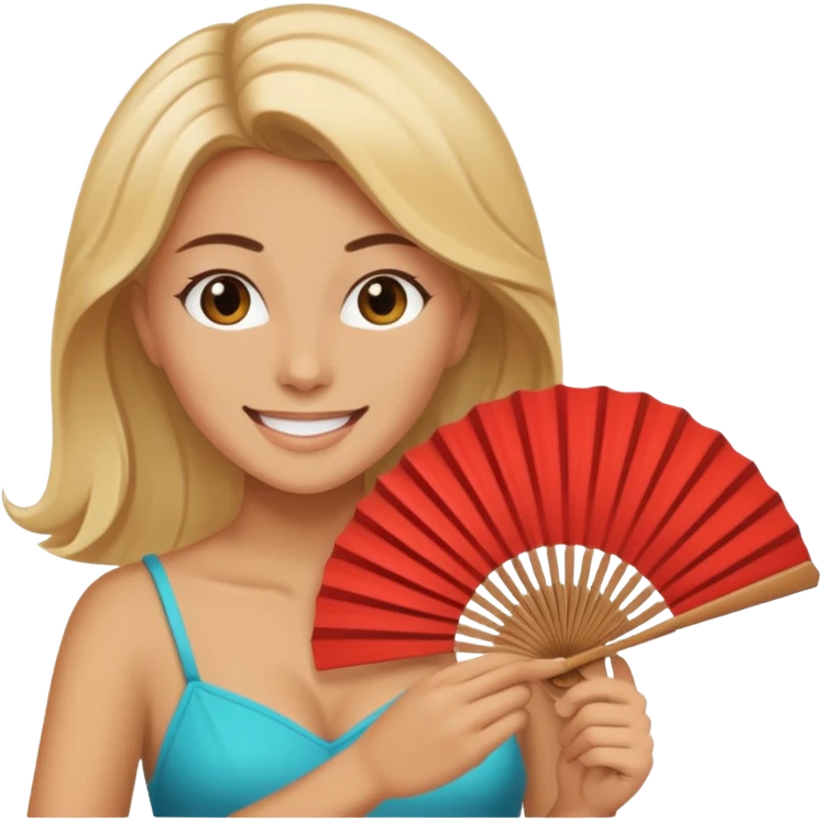 mulher se abanando com leque emoji