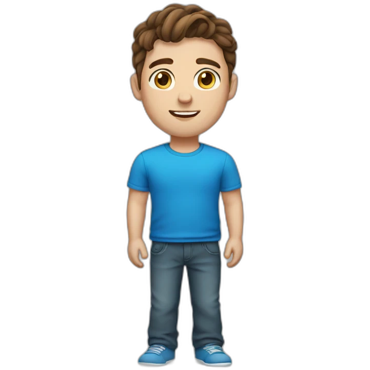 Guy with brown hair and blue eyes emoji
