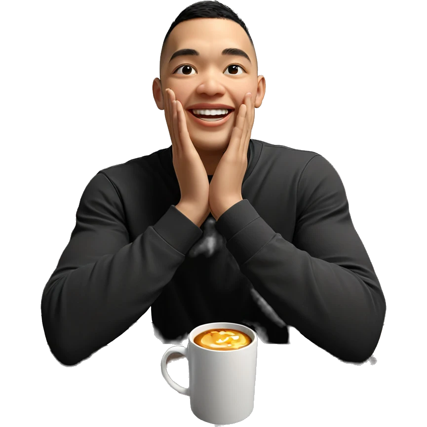 smiling boy at restaurant table emoji