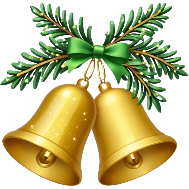 christmas cute bells and pine branches and sparkles emoji