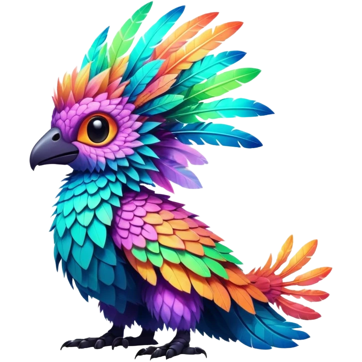 Tropical futuristic lush warm-colored neon-colored Fakémon-Trico-creature emoji