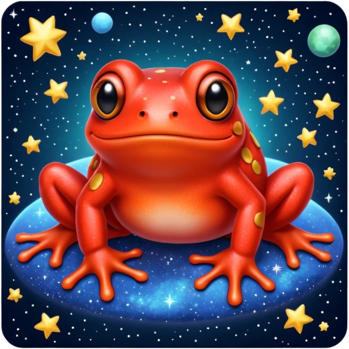 Frog Cute Red Glitter Space emoji