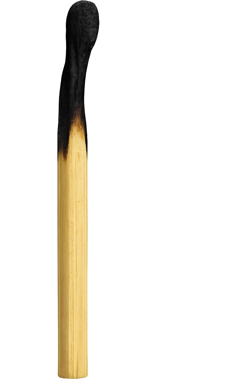 burnt matchstick, no background emoji