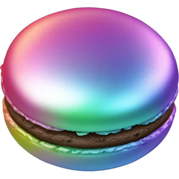 Realistic metallic silver macaroon with gradient colorful filling  emoji