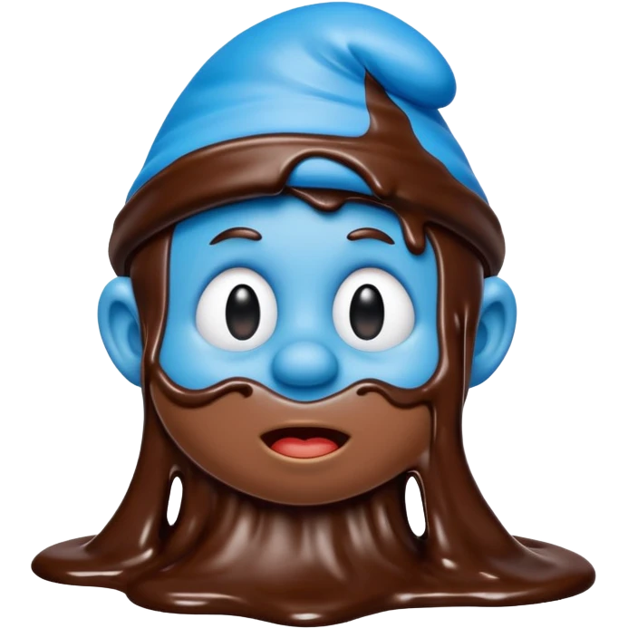 A blue Smurf covered in chocolate emoji