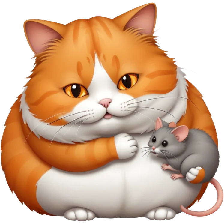 fat cat playing with mouse and trying to kill it emoji