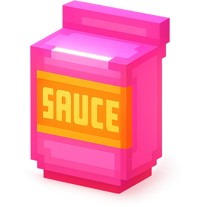 сделай соус из фастфуда розовый светящийся, no background  emoji
