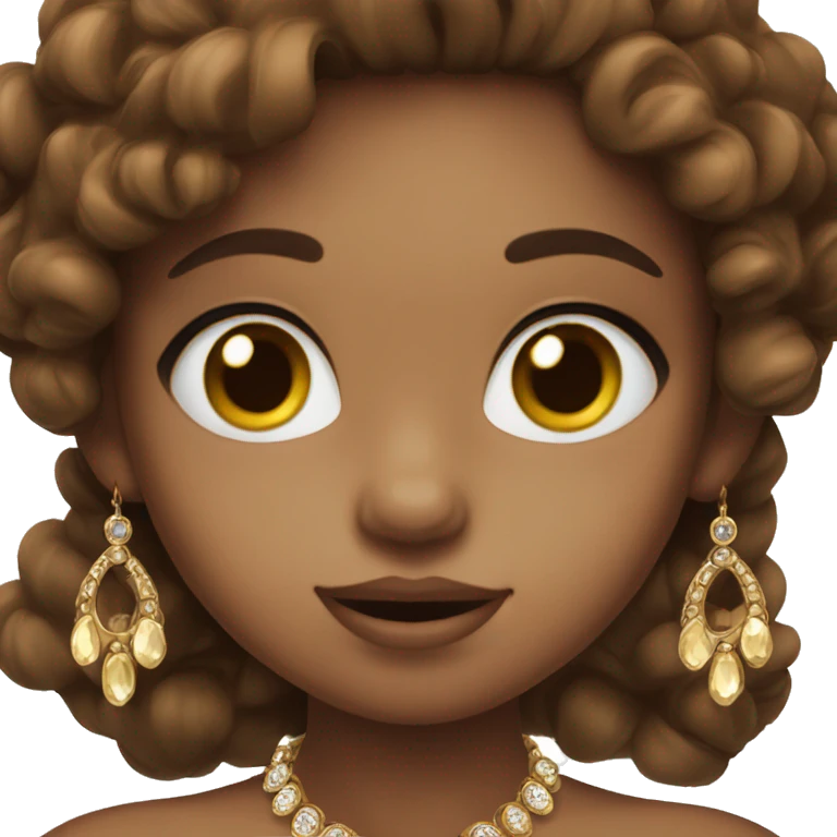 brown-haired girl in jewelry，big eyes emoji