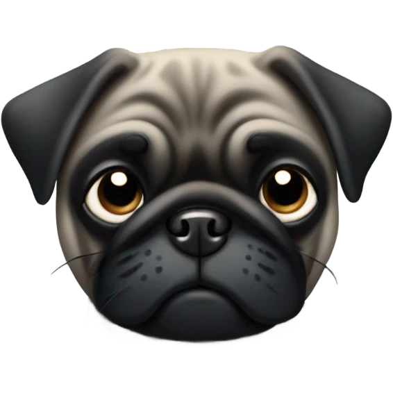 Black pug giving the thumbs down sign emoji