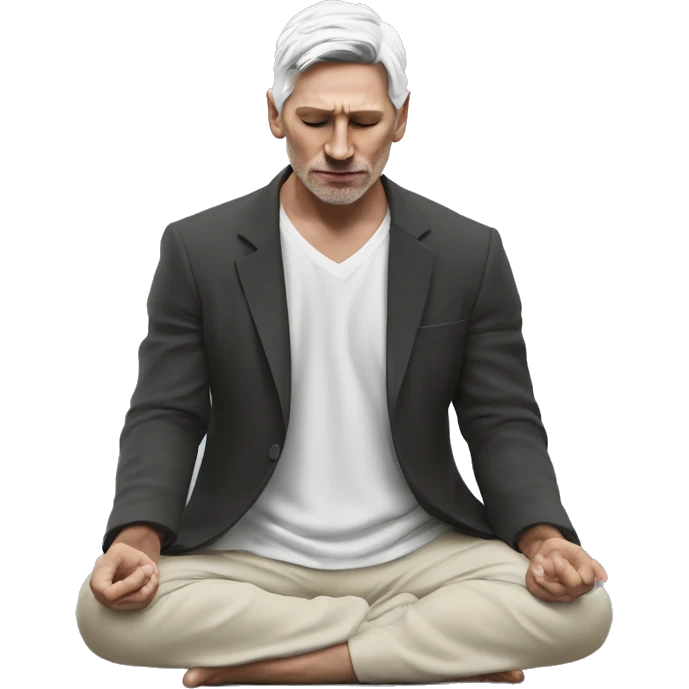 hombre moreno de raza blanca meditando con un cierto parecido a messi emoji