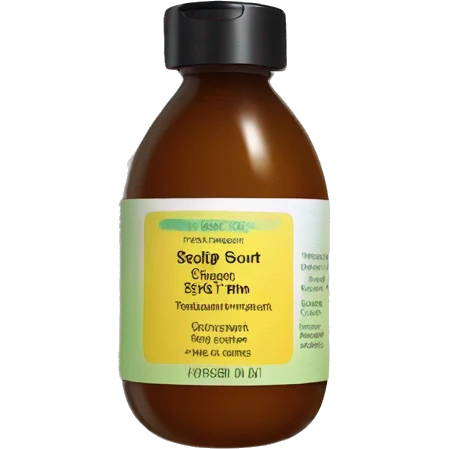 bottle of scalp scrub with label emoji