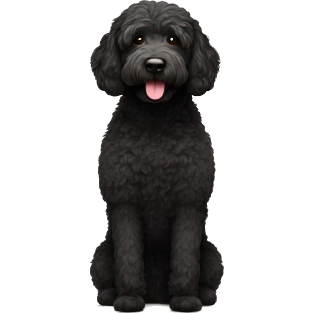 Black labradoodle doing downward dog yoga pose emoji