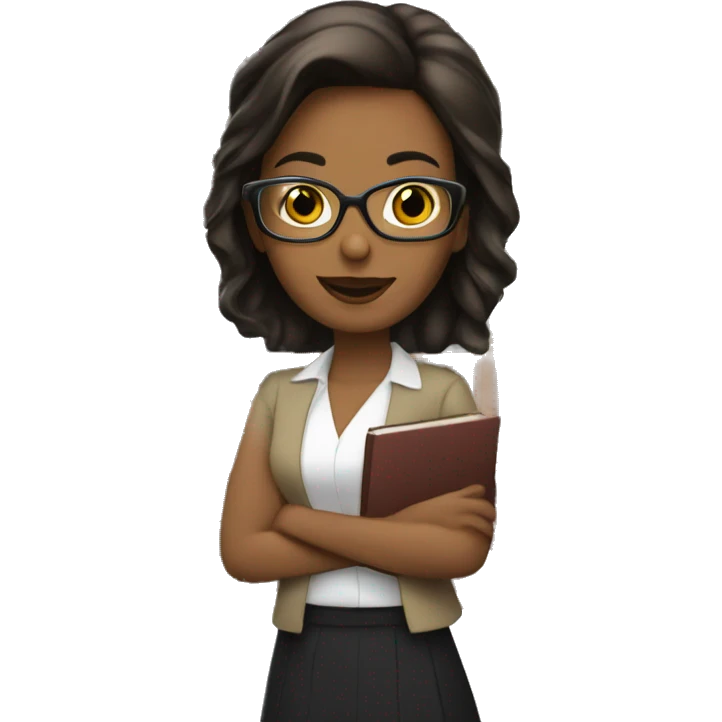 Beautiful librarian with books emoji