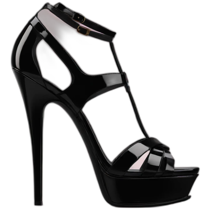 YSL TRIBUTE heels SANDAL black PATENT LEATHER emoji