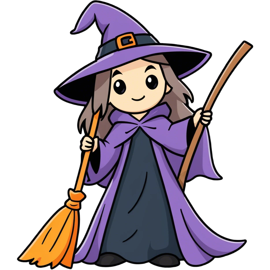 The witch with the broom emoji