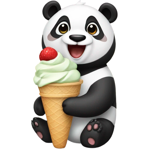 Panda eating ice cream emoji