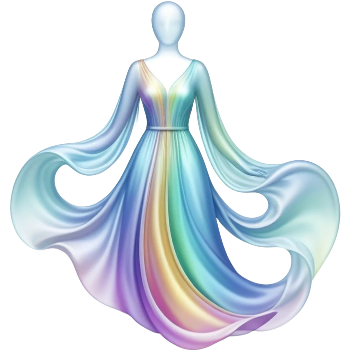 Ethereal flowing lines forming a clothing silhouette shape, abstract fluid style essence symbol, wardrobe identity flowing into form emoji