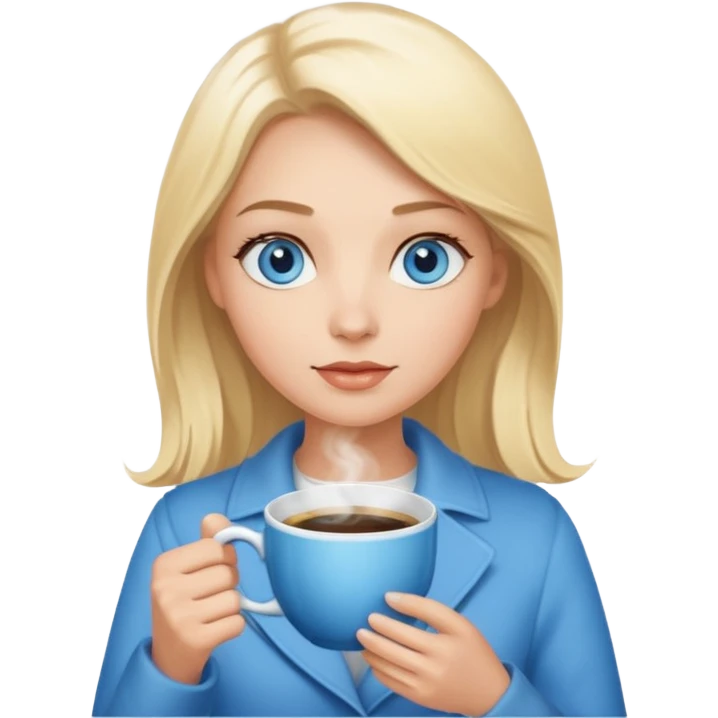 Blonde with blue eyes  with hot coffee emoji