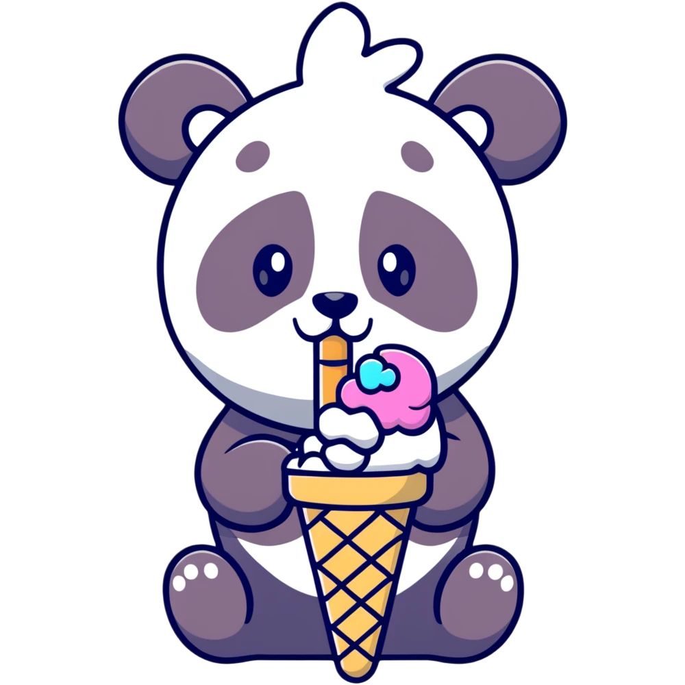Panda eating ice cream emoji