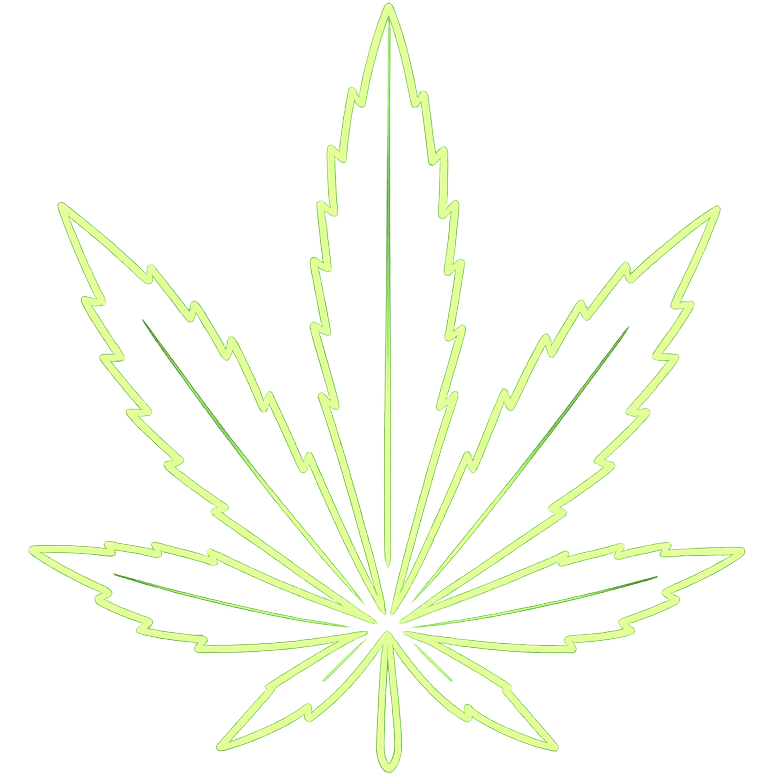 neon green marijuana leaf, stylized, with a luminous effect, minimal background emoji