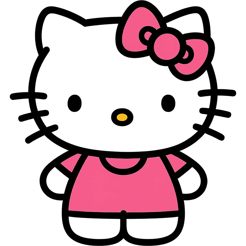 Hello Kitty character, classic white and pink color, simple and iconic style emoji