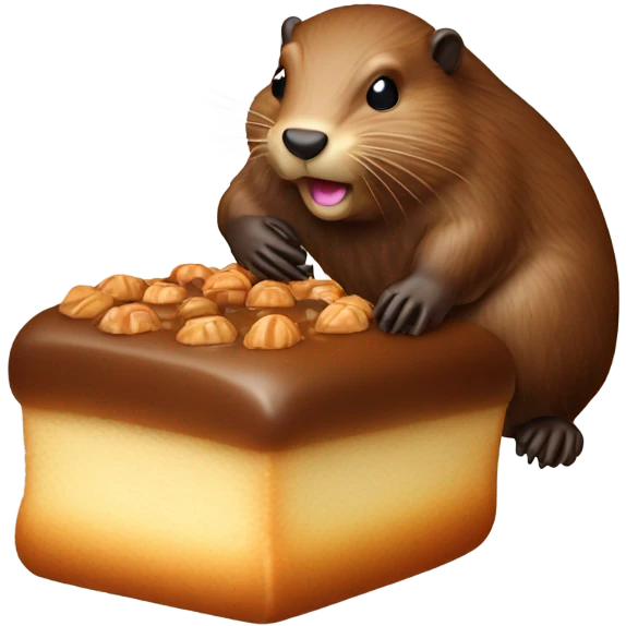 A beaver eating praline brioche emoji