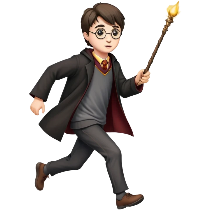 Harry Potter running with his wand emoji