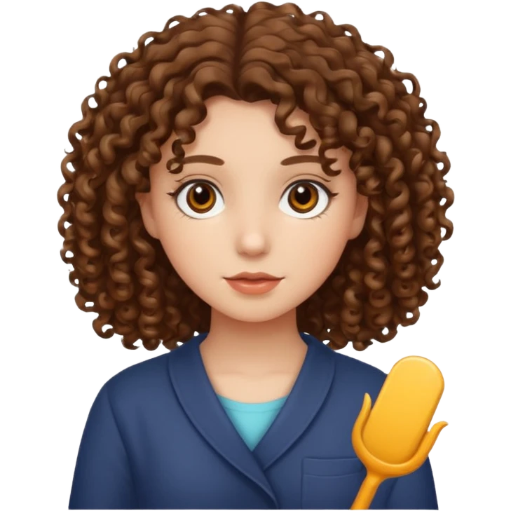 Chica con cabello chino mediano piel blanca ojos cafés  emoji