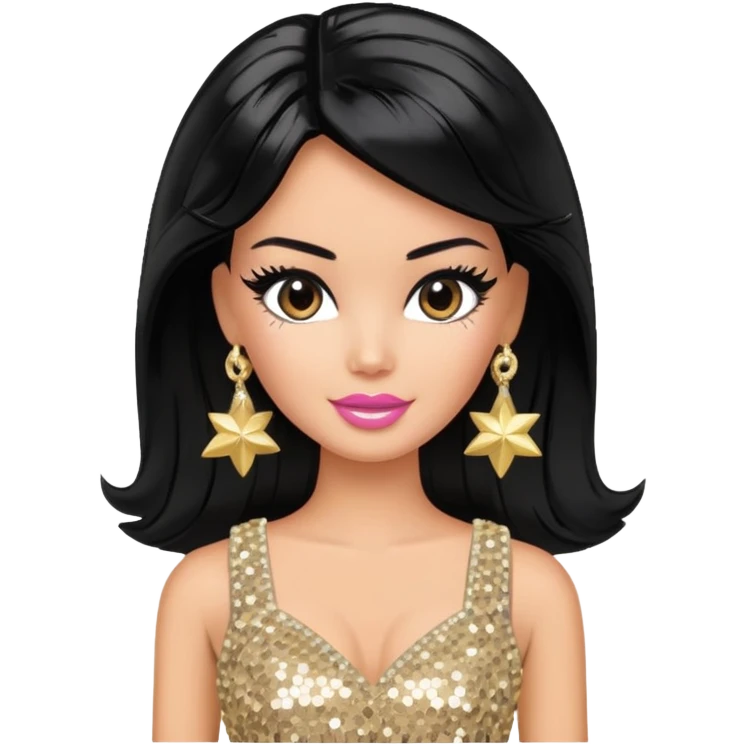 barbie popstar  with black hair  emoji