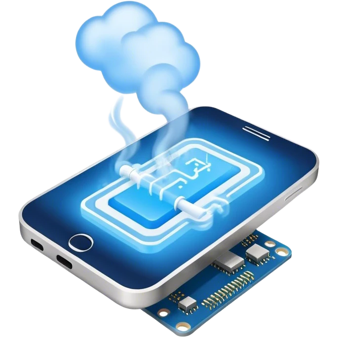 blue smoke coming out of a microchip emoji