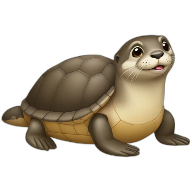 Une loutre sur une tortue emoji
